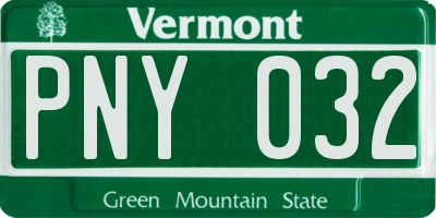 VT license plate PNY032
