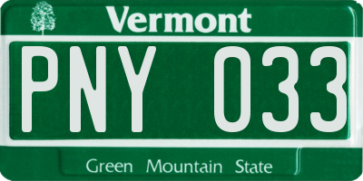 VT license plate PNY033