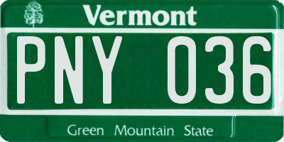 VT license plate PNY036