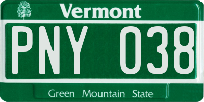 VT license plate PNY038