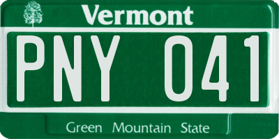 VT license plate PNY041