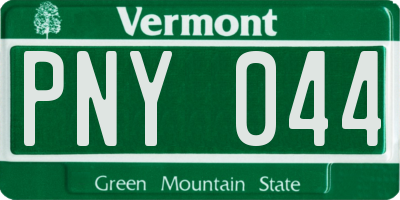 VT license plate PNY044