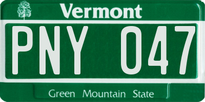 VT license plate PNY047