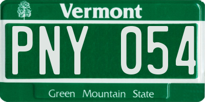 VT license plate PNY054