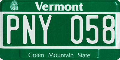 VT license plate PNY058