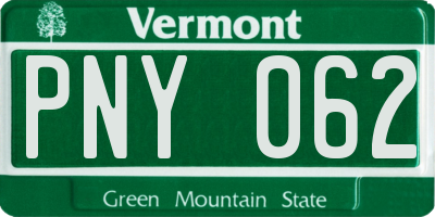 VT license plate PNY062
