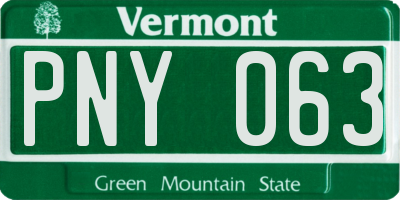 VT license plate PNY063