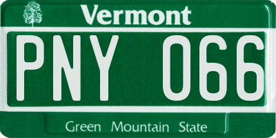 VT license plate PNY066