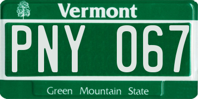 VT license plate PNY067