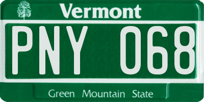 VT license plate PNY068