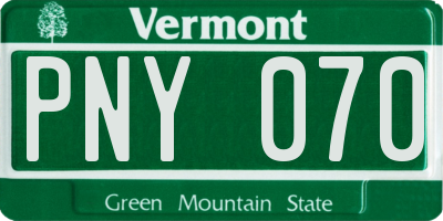VT license plate PNY070