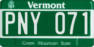 VT license plate PNY071