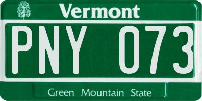 VT license plate PNY073