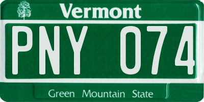 VT license plate PNY074