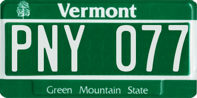 VT license plate PNY077