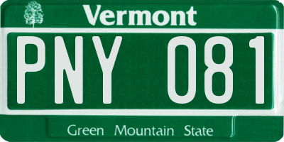 VT license plate PNY081