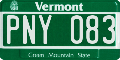 VT license plate PNY083