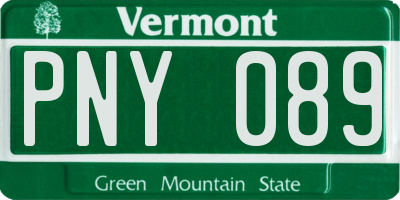 VT license plate PNY089
