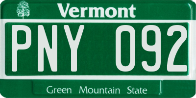 VT license plate PNY092