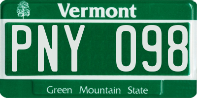 VT license plate PNY098