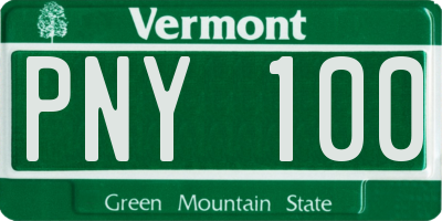 VT license plate PNY100