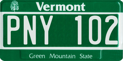 VT license plate PNY102