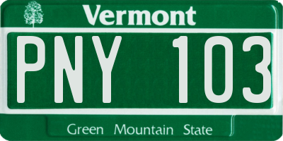 VT license plate PNY103