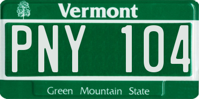 VT license plate PNY104