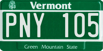VT license plate PNY105