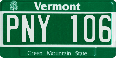 VT license plate PNY106