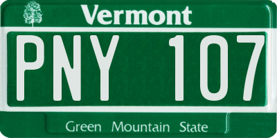 VT license plate PNY107