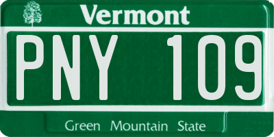 VT license plate PNY109