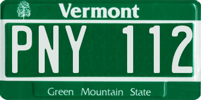 VT license plate PNY112