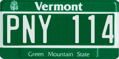 VT license plate PNY114