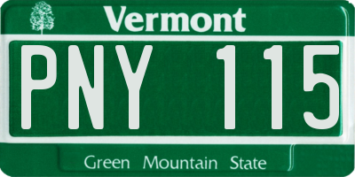 VT license plate PNY115
