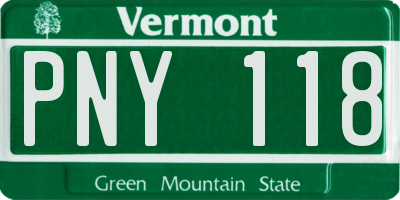 VT license plate PNY118