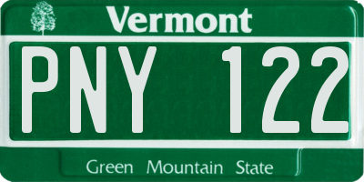 VT license plate PNY122