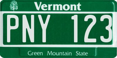 VT license plate PNY123