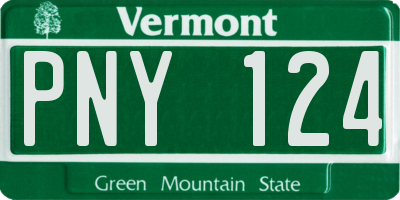 VT license plate PNY124