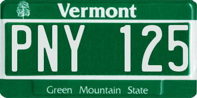 VT license plate PNY125