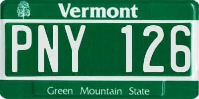 VT license plate PNY126