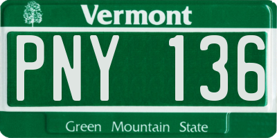 VT license plate PNY136