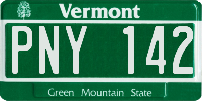 VT license plate PNY142