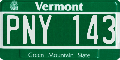 VT license plate PNY143