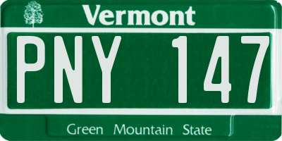 VT license plate PNY147