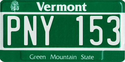VT license plate PNY153