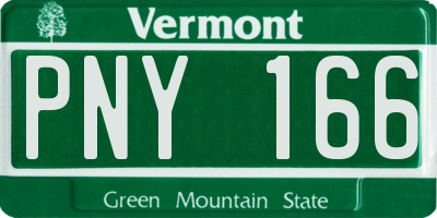 VT license plate PNY166