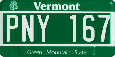 VT license plate PNY167