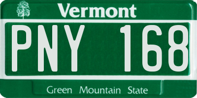 VT license plate PNY168