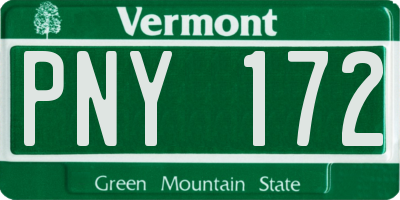 VT license plate PNY172